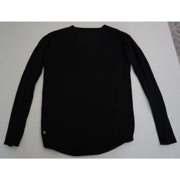 Lululemon Womens Sz 8 Black Lightweight Ventilated L/S Sweater w/Thumbholes $118 - Picture 9 of 9